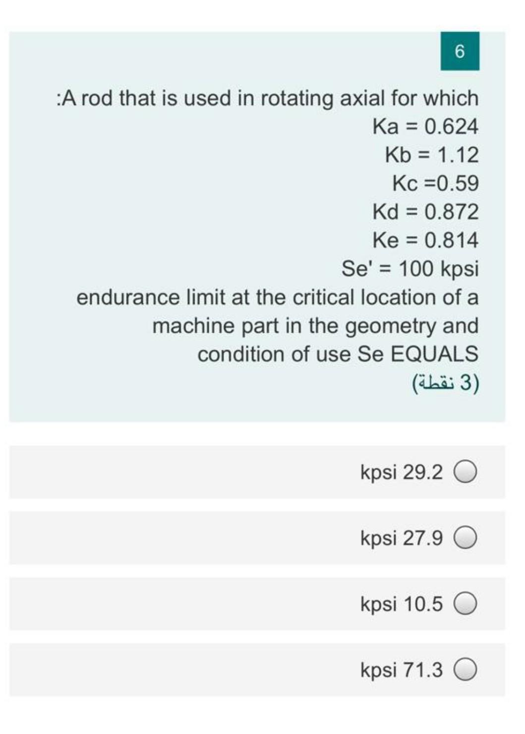Solved 6 A rod that is used in rotating axial for which Ka = | Chegg.com