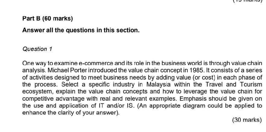 Solved Part B (60 marks) Answer all the questions in this | Chegg.com