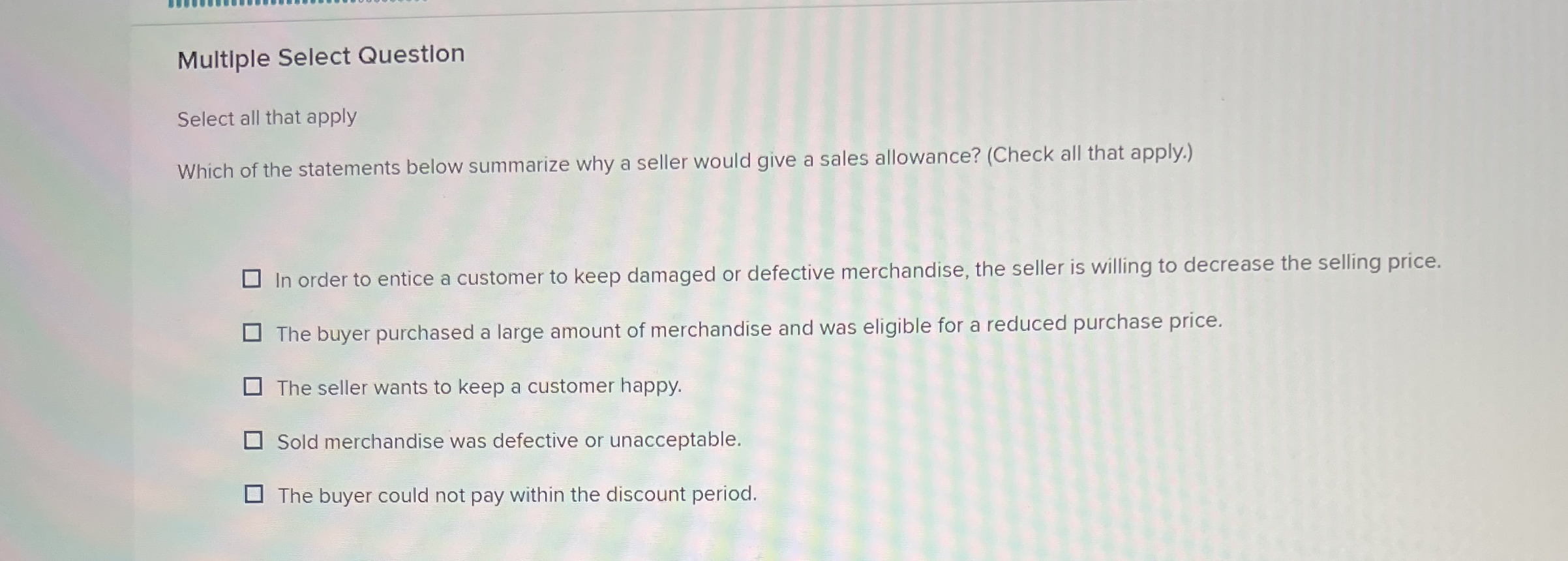 Solved Multiple Select QuestionSelect all that applyWhich of | Chegg.com