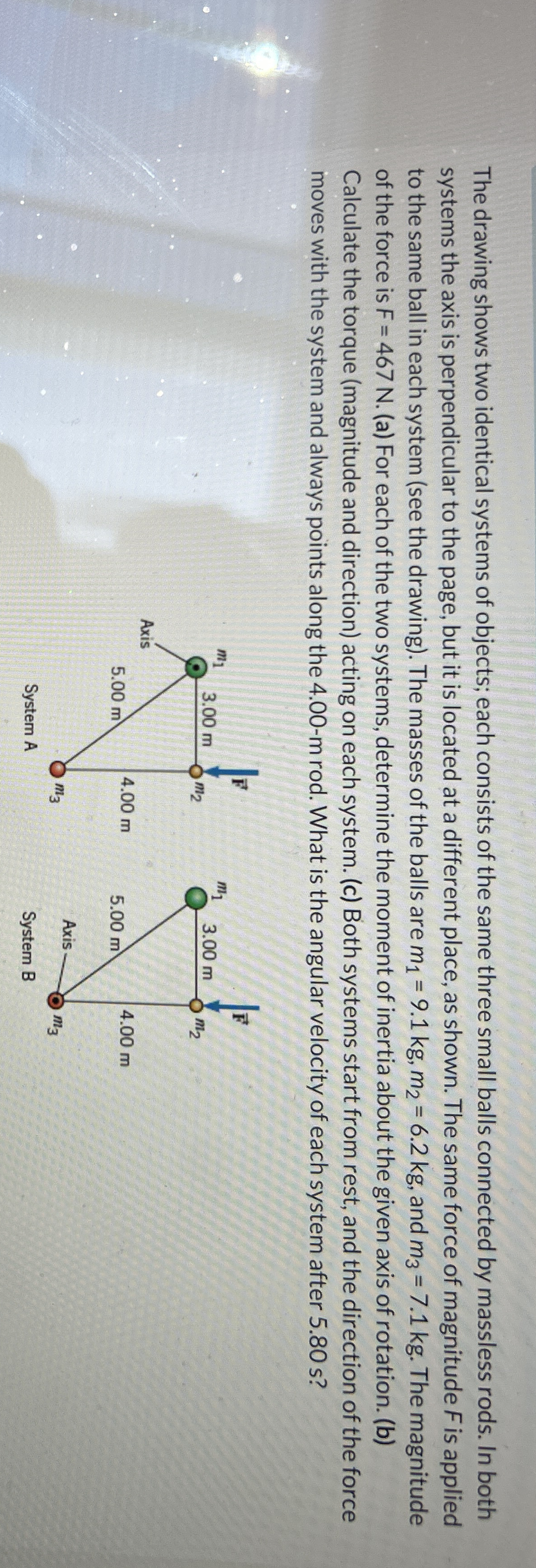 Solved The drawing shows two identical systems of objects; | Chegg.com