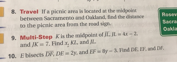 Solved JY 8. Travel If a picnic area is located at the | Chegg.com