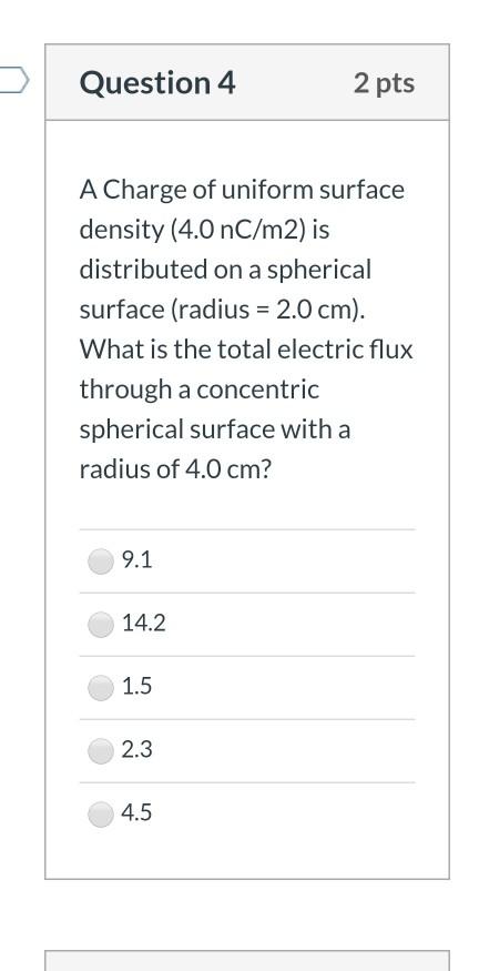 Solved Question 4 2 pts A Charge of uniform surface density | Chegg.com