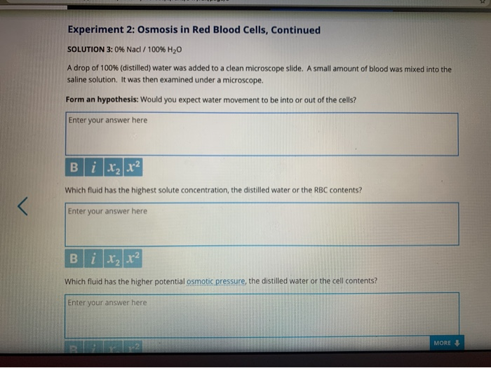 osmosis experiment red blood cells