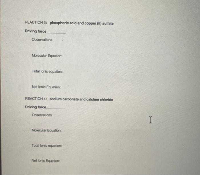 Solved REACTION 3 phosphoric acid and copper (II) sulfate