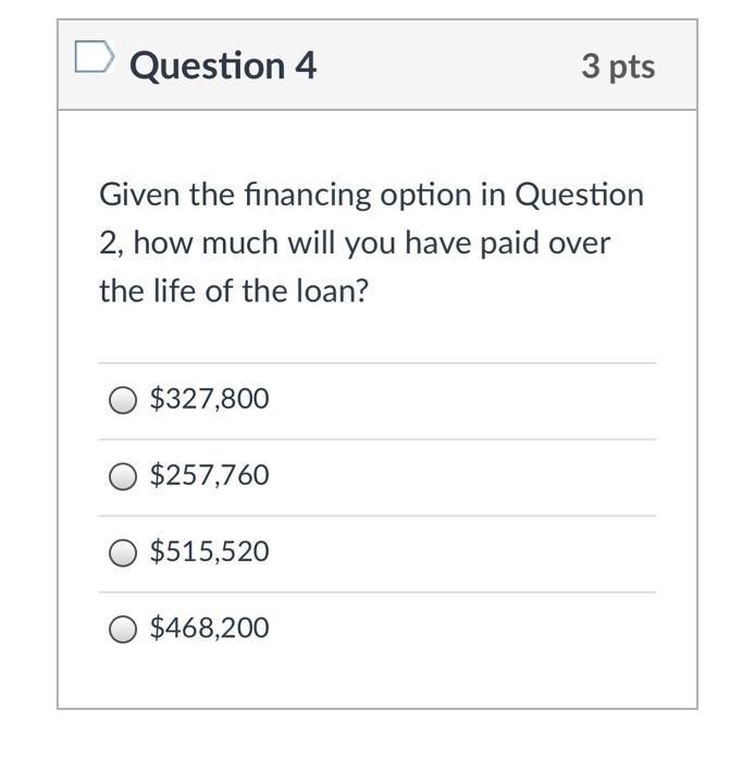 Solved Question 1 3 pts Suppose you purchase a home for | Chegg.com