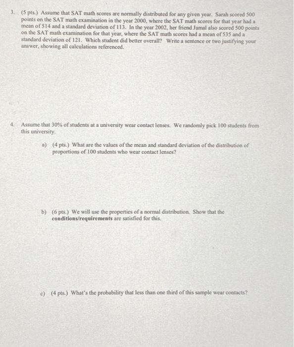 Solved 1. (6 pts, total) Use the Standard Normal | Chegg.com