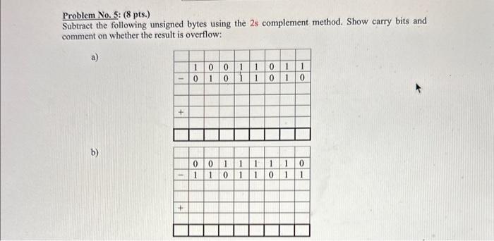 Solved Problem No. 5: : 8 pts.) Subtract the following | Chegg.com