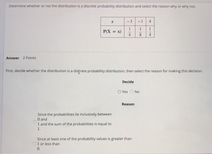 Solved Determine Whether Or Not The Distribution Is A | Chegg.com