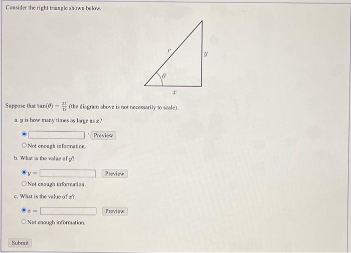 Solved Consider The Right Triangle Shown Below. Suppose That | Chegg.com