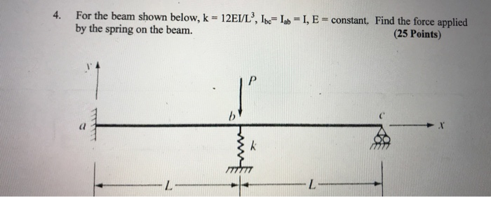 Solved 4. For the beam shown below, k = 12EI/L