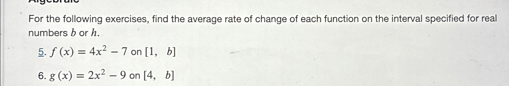 Solved For the following exercises, find the average rate of | Chegg.com