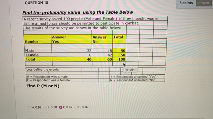 Solved QUESTION 18 3 points Saved Find the probability | Chegg.com