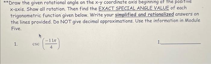 Solved **Draw The Given Rotational Angle On The X-y | Chegg.com