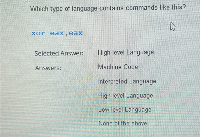 Solved Which type of language contains commands like this? | Chegg.com