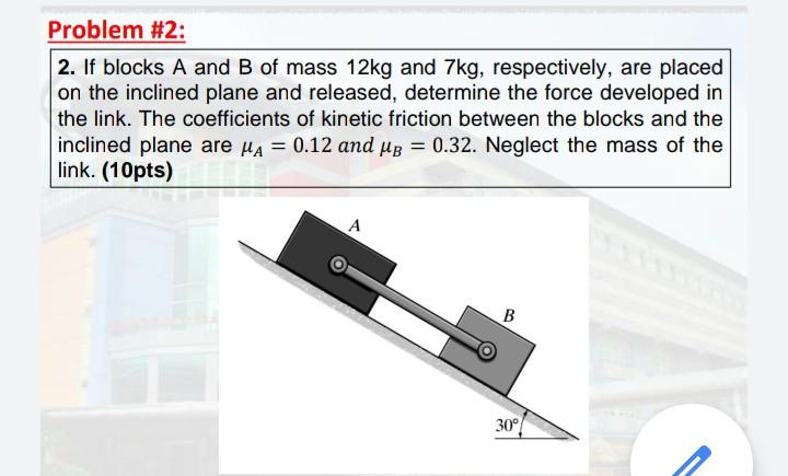 Solved Problem #2: 2. If Blocks A And B Of Mass 12kg And | Chegg.com