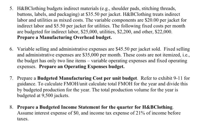 H\&BClothing Budget Project ACC 202 - Fall 2023 Due | Chegg.com
