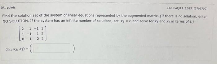 Solved Find the solution set of the system of linear | Chegg.com