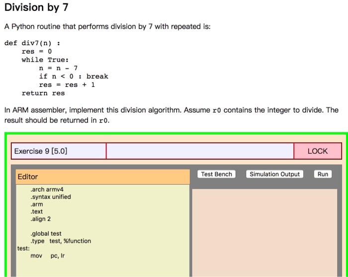 A Python routine that performs division by 7 with | Chegg.com