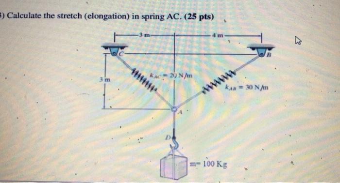 Solved 5) Calculate the stretch (elongation) in spring AC. | Chegg.com