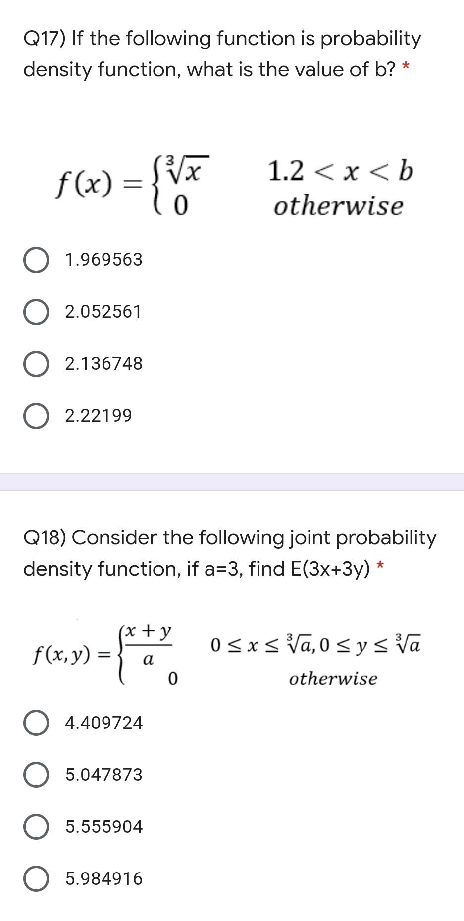 Solved Q17) If the following function is probability density | Chegg.com