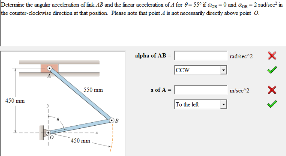 Solved Determine the angular acceleration of ﻿link AB ﻿and | Chegg.com