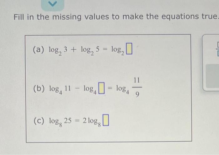 Solved Fill in the missing values to make the equations true | Chegg.com