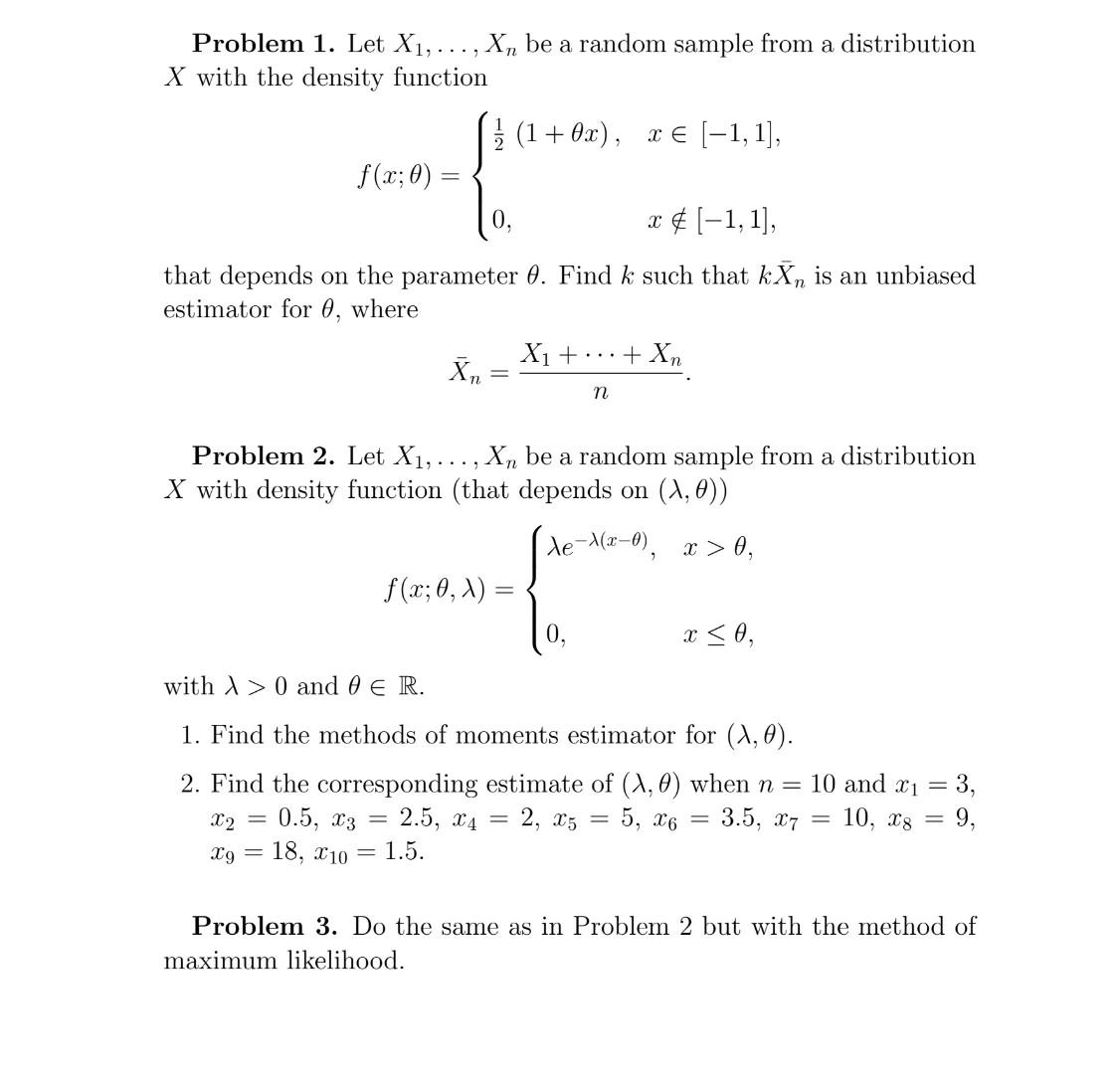 Solved Problem 1 Let X1 … Xn Be A Random Sample From A