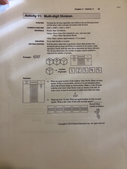 Print Chapter 3. Activity 11 Activity 11: Multi-digit | Chegg.com