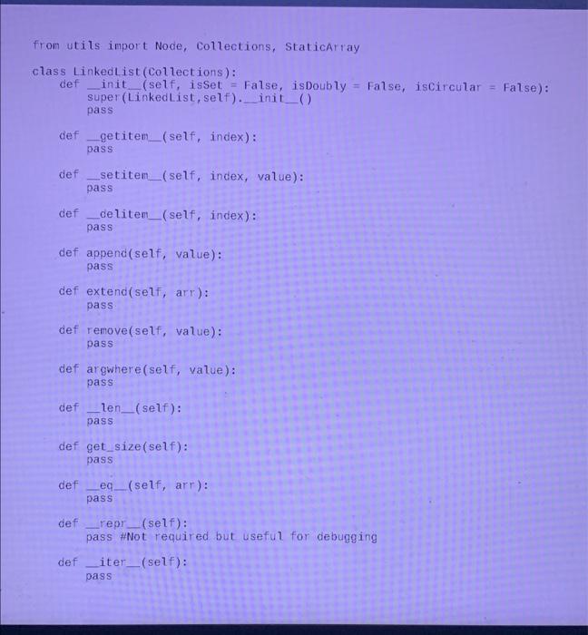Section 3: Linked Lists (linkedlist.py) In this | Chegg.com
