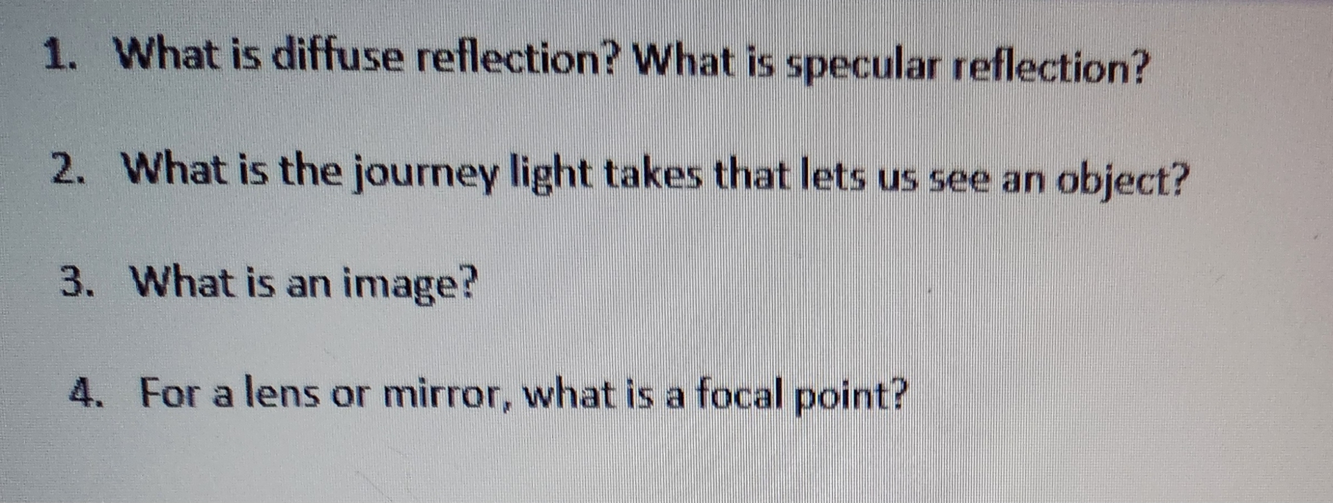 Solved What is diffuse reflection? What is specular