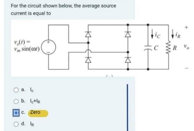 Solved For the circuit shown below, the average source | Chegg.com