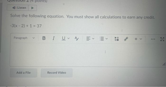 Solved Solve the following equation. You must show all | Chegg.com