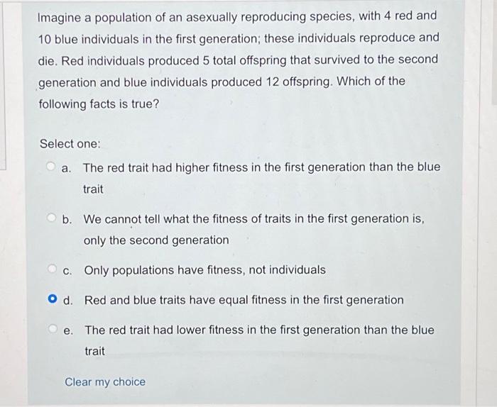 Solved Imagine a population of an asexually reproducing | Chegg.com