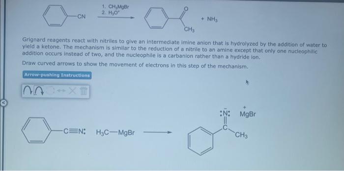 Solved Grignard reagents react with nitriles to give an | Chegg.com