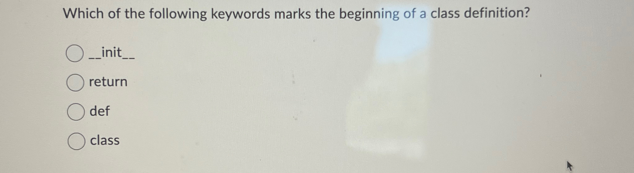 Solved Which of the following keywords marks the beginning | Chegg.com