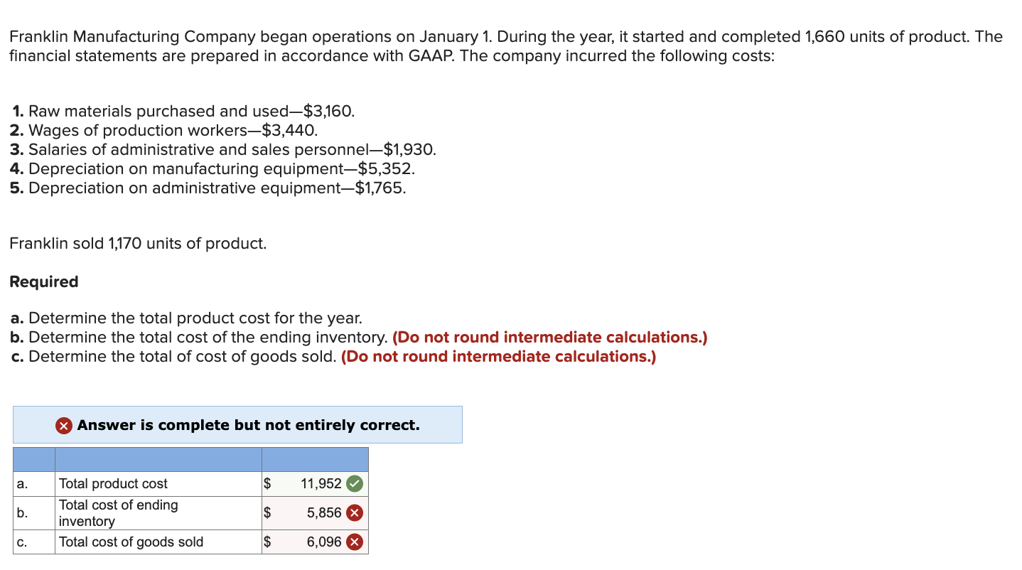 Solved Depreciation on manufacturing equipment