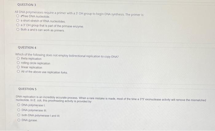 Solved All DNA polymerases require a primer with a 3′OH | Chegg.com
