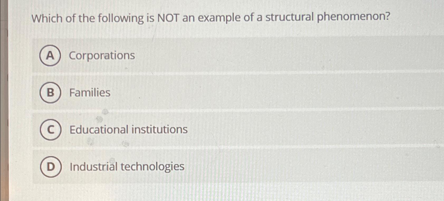 Solved Which of the following is NOT an example of a | Chegg.com