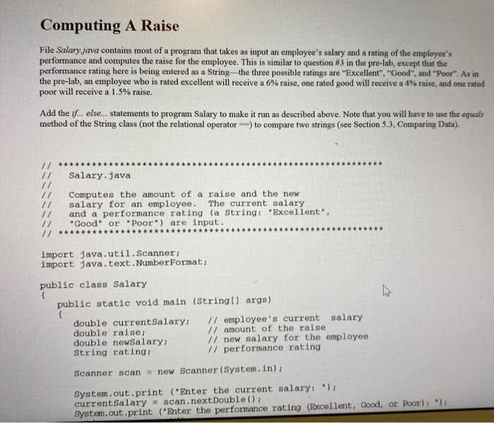Solved Computing A Raise File Salary Java contains most of a | Chegg.com