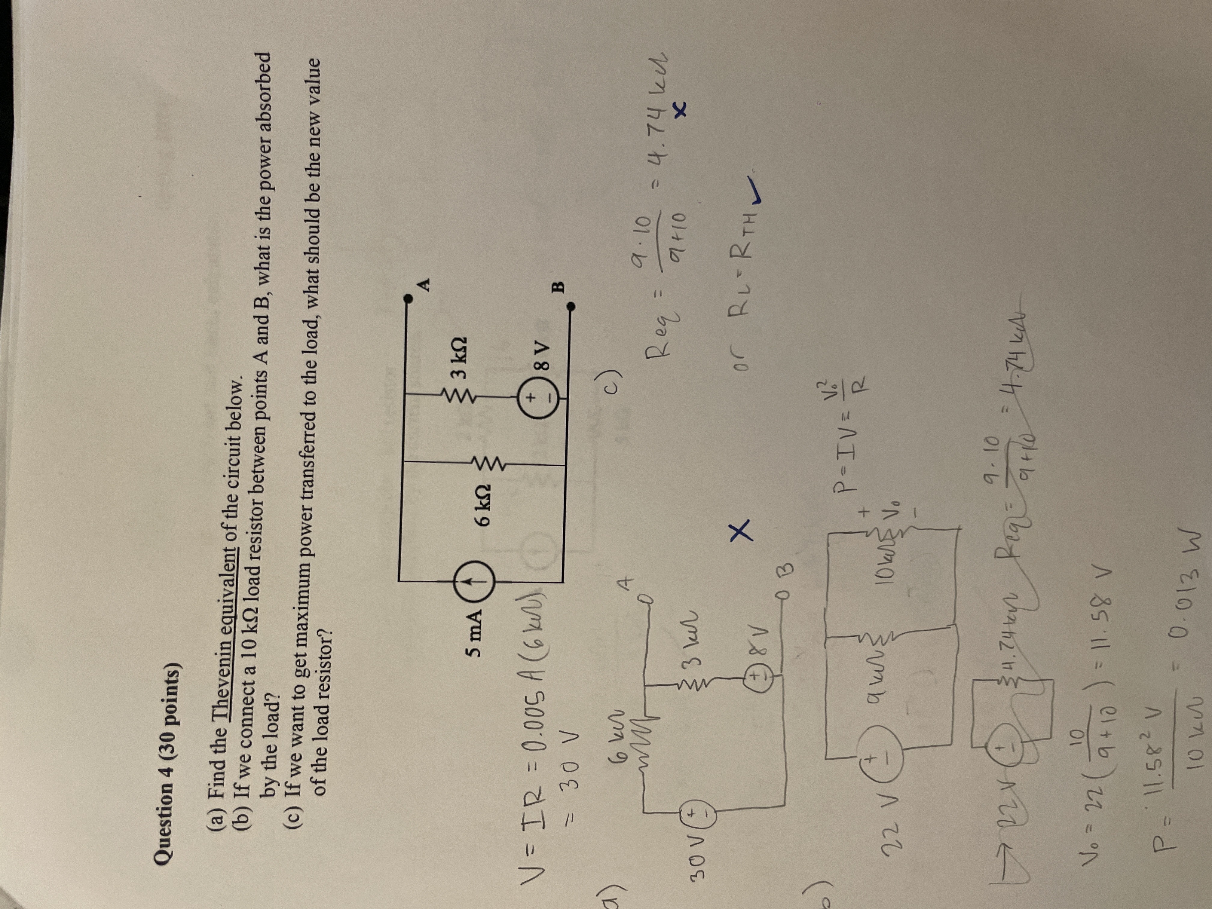 Solved Question 4 (30 ﻿points)(a) ﻿Find the Thevenin | Chegg.com