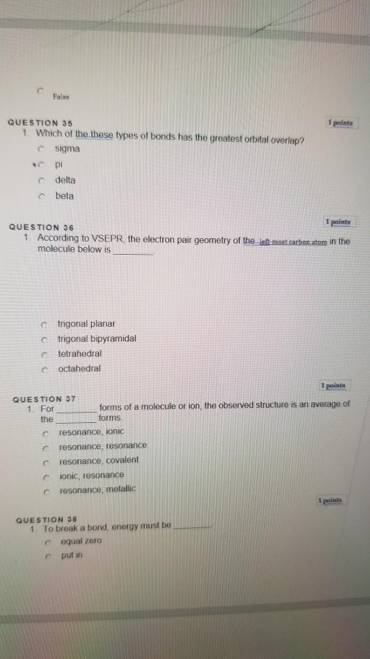 Solved QUESTION 30 1. The combination of two atomic orbitals | Chegg.com