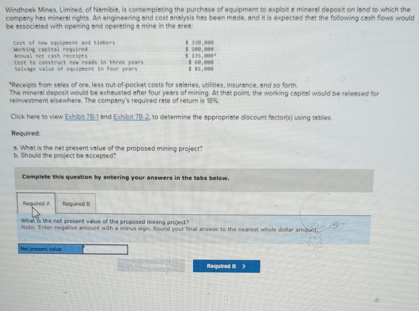 Solved Windhoek Mines, Limited, of Namibia, is contemplating | Chegg.com