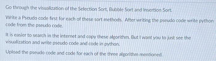 Solved Go through the visualization of the Selection Sort, | Chegg.com
