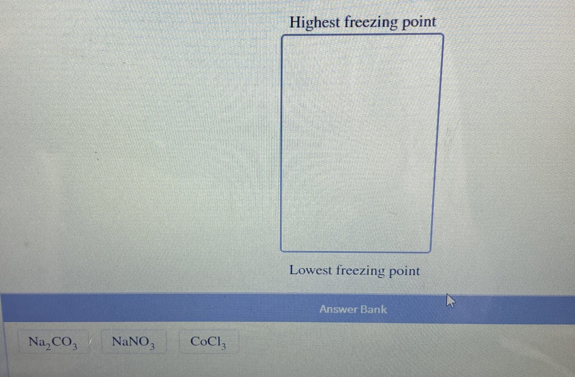 Solved Highest freezing pointLowest freezing pointAnswer | Chegg.com