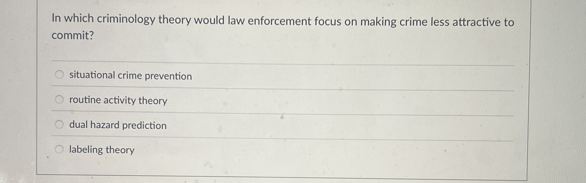 Solved In which criminology theory would law enforcement