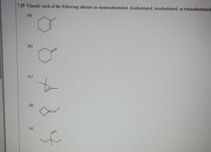 Solved 7.15 Classify each of the following alkenes as | Chegg.com