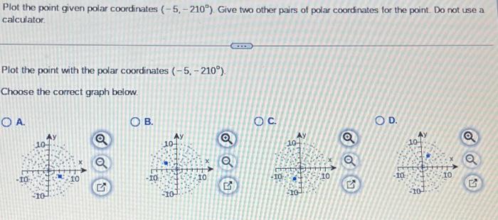 Solved Plot the point given polar coordinates (−5,−210∘) | Chegg.com