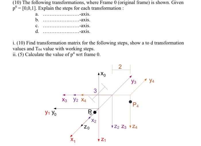 Solved a. (10) The following transformations, where Frame 0 | Chegg.com
