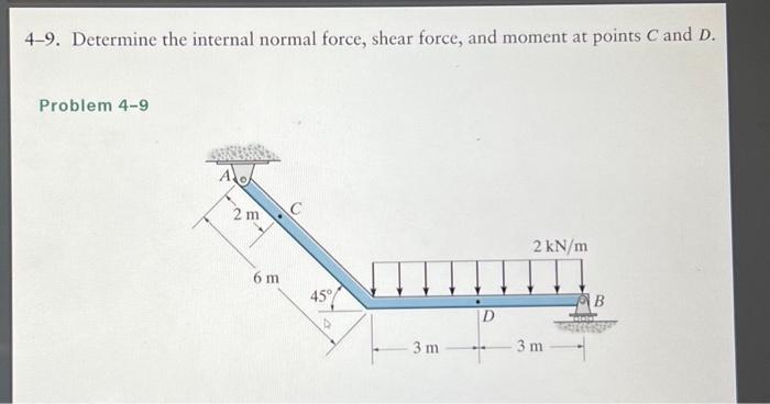 Solved 4-9. Determine The Internal Normal Force, Shear | Chegg.com