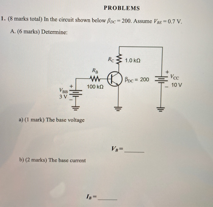 Solved PROBLEMS 1. (8 marks total) In the circuit shown | Chegg.com